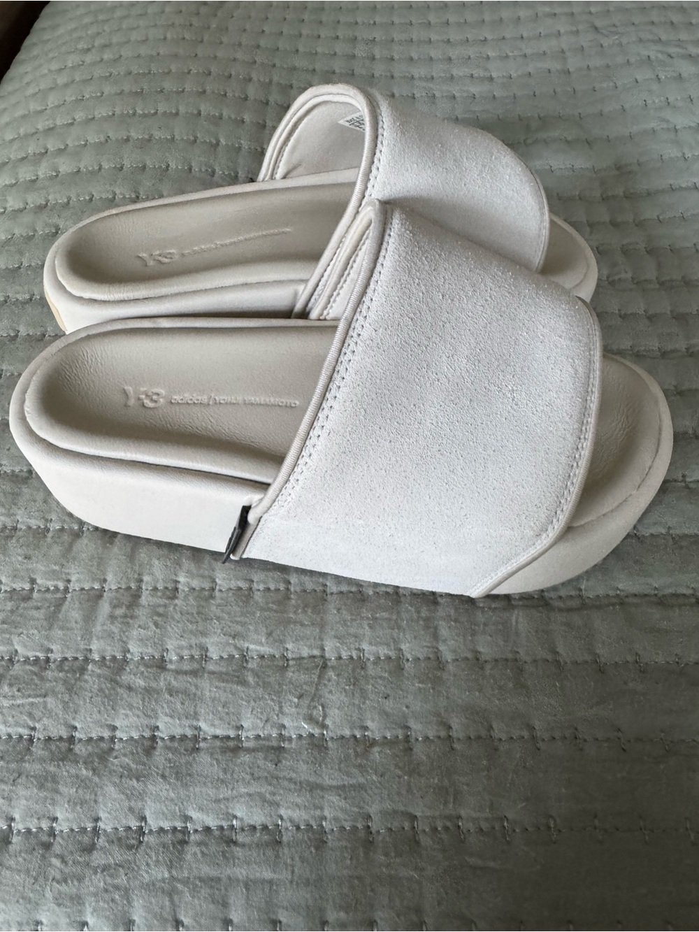 Y-3 Adidas Yohji Yamamoto Suede Platform Slides in orbit grey size 5